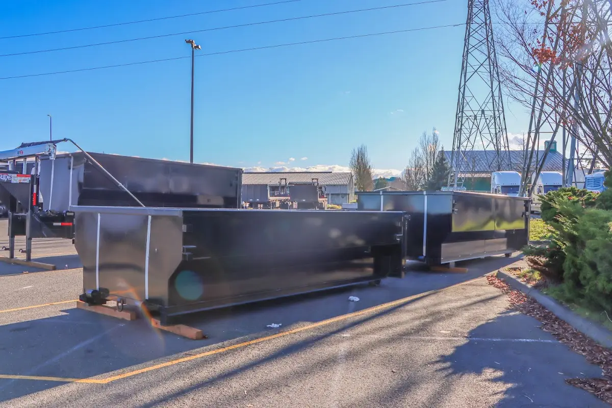 Roll-off dumpster ready for waste disposal at job site for 8 Yard Dumpster Rental in Allen